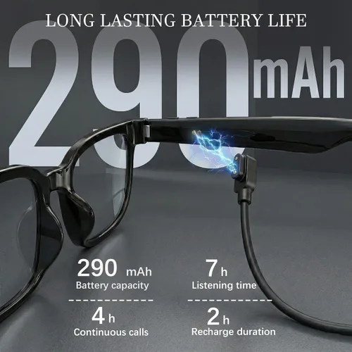 Vista 5 de EarlySincere Lentes inteligentes con cámara EIS 4K y asistente de voz AI, lentes polarizados con traducción en vivo, Bluetooth 5.4, lentes grises