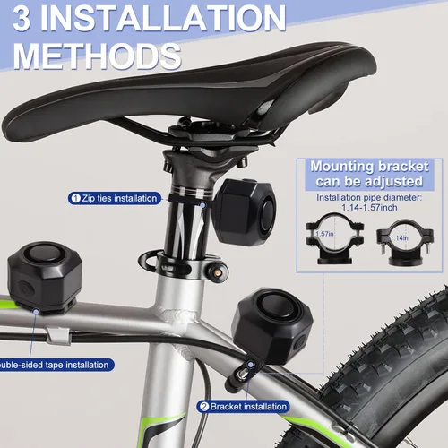 Vista 9 de Bocina de bicicleta vehículo eléctrico inalámbrico sistema de alarma de vibración con sensor de movimiento, alarma antirrobo impermeable recargable