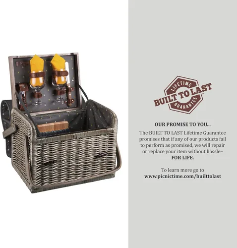 Vista 7 de Kabrio - Cesta de picnic para vino y queso, colección (Anthology Collection - Gris con detalles dorados)