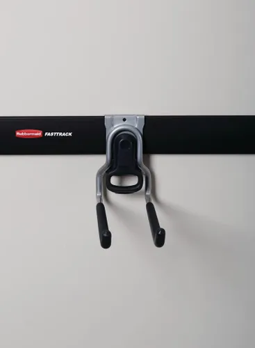 Vista 2 de Rubbermaid FastTrack Rail - Organizador de garaje con gancho multiusos de 50 libras de capacidad, níquel satinado, sistema de almacenamiento montado