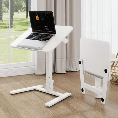Vista 10 de PUNCIA Escritorio plegable móvil de 26", soporte neumático premontado Nogal