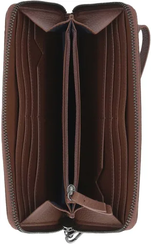 Vista 3 de Harley-Davidson Cartera de cuero con cremallera clásica para mujer w/Wristlet - Marrón, Marrón
