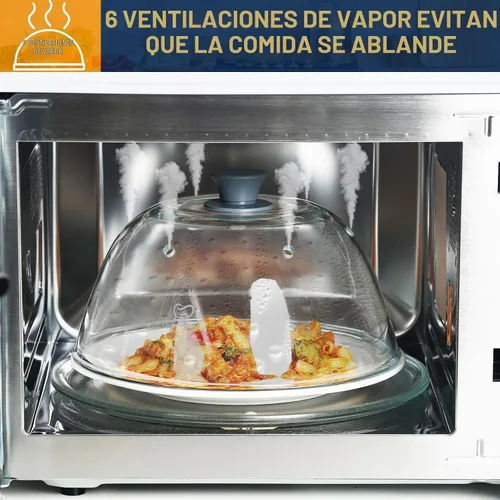 Vista 5 de Lopeztek Cubierta alta de vidrio contra salpicaduras para microondas, 0.9-2.2 pies cúbicos para microondas, protector de salpicaduras para platos