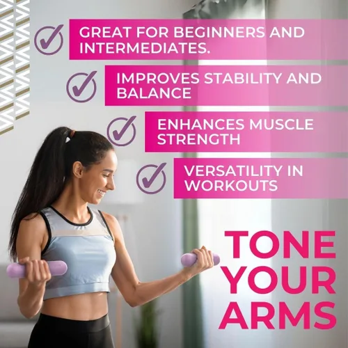 Vista 4 de Swiss Activa+ Juego de 2 mancuernas de alta calidad, pesas de 3 libras para mujer, pesas para mujeres en casa, pesas pequeñas para yoga