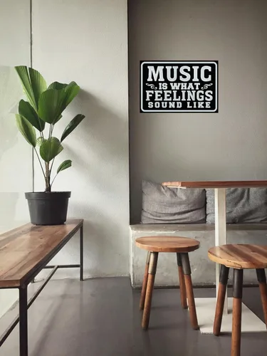 Vista 4 de Cusde Music Is What Feelings Sound Like - Decoración de pared inspiradora, letrero de lata con música, regalos para amantes de la música, carteles