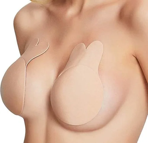 Vista 4 de RULASIN Fundas sin pezón, cinta de silicona para levantamiento de senos, brasier invisible adhesivo reutilizable para mujer