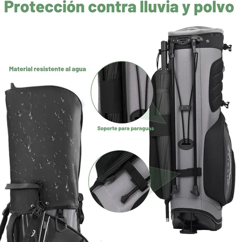 Vista 6 de UNIHIMAl Bolsa de golf de 14 vías, bolsa de golf de piel sintética para hombres y mujeres con parte superior de felpa, 10 bolsillos