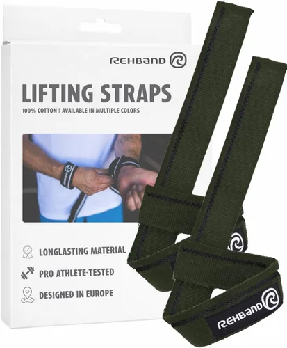 Vista 13 de Rehband Correas de levantamiento para entrenamiento de fuerza, 1 par de correas de fitness, 100% algodón, soporte de agarre de 22.0 in