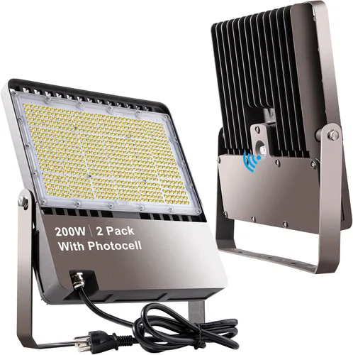 Vista 14 de Luz de inundación LED de 200 W para exteriores, 30000 lm, luz de estadio LED con fotocélula del anochecer al amanecer, IP65 AC100-277V iluminación
