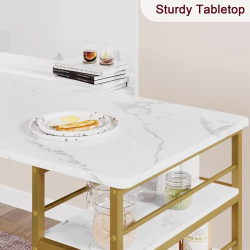 Vista 8 de IDEALHOUSE IDDIINGTABLESET-ZDYJ-23071703, Mármol Gris y Oro Blanco