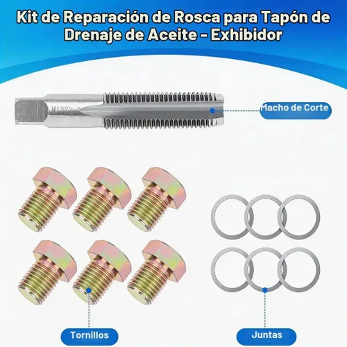 Vista 3 de Kit de herramientas de reparación de roscas de tapón de drenaje de aceite M13 X 1.5MM, kit de reparación de rosca de bandeja de aceite