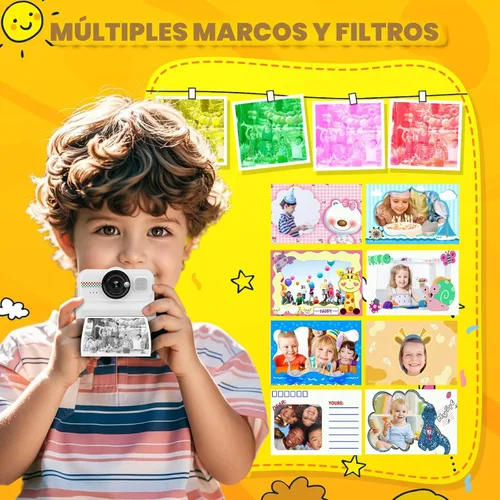 Vista 5 de Cámara de Impresión Instantánea HiMont para Niños, Cámara Digital HD 1080P para Niños con 3 Rollos de Papel de Impresión y Tarjeta de 32GB, Juguetes