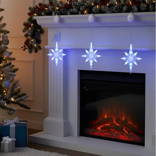Vista 21 de VIHOSE 6 luces de ventana de Navidad de Belén de 10.6 pulgadas, luces LED de plástico, luces de silueta de ventana de Navidad, adornos colgantes
