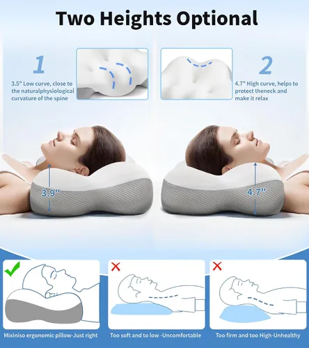 Vista 5 de Almohada cervical para el cuello, almohada para dormir de lado para adultos, almohada cervical para cuello y hombros, almohadas ortopédicas