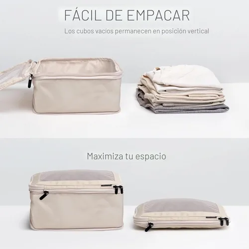 Vista 5 de Aerotrunk Cubos de embalaje de compresión para viajes, paquete de 2, beige