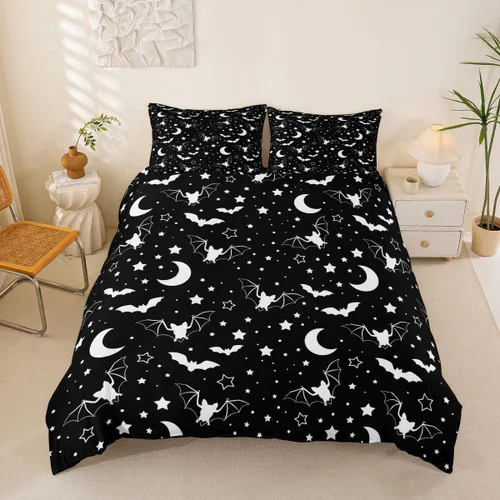 Vista 52 de Erosebridal Halloween Castle Pumpkin Duvet Cover Set Spooky Floral Cartoon Twin Bedding Sets for Girls Kids Boys Vintage Spooky Comforter Cover