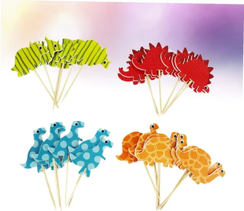 Vista 5 de 96pcs Dinosaur Cake Topper Paper Decoration for Birthday Party