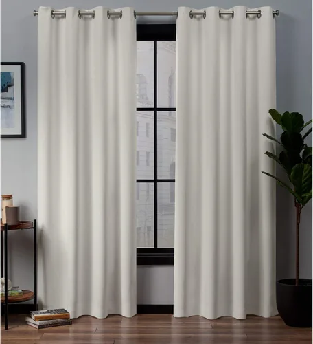 Vista 17 de Exclusive Home Curtains - Par de paneles de cortinas, modelo Academy, con ojales para bloqueo total de luz Blanco