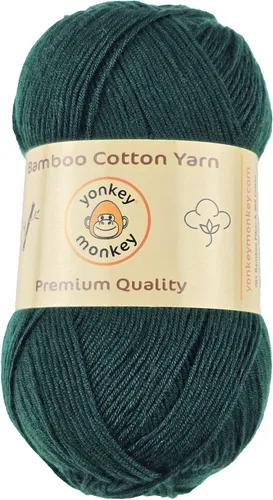 Vista 7 de Paquete de 10 unidades de hilo de 500 gramos de Yonkey Monkey - 70 % rayón derivado del bambú, 30 % algodón - Importado - Verde militar 9059