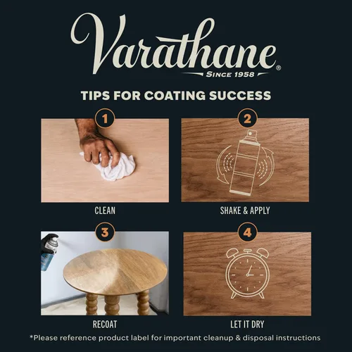 Vista 6 de Varathane Spray Poliuretano Ultimate Cristal Claro a Base de Agua Protección para Madera Interior Tiempo de Secado Rápido Fácil Limpieza