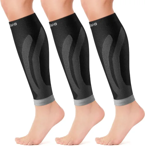 Vista 17 de CAMBIVO Mangas de compresión de pantorrilla para hombres y mujeres, calcetines sin pies para alivio del dolor de espinillas y piernas