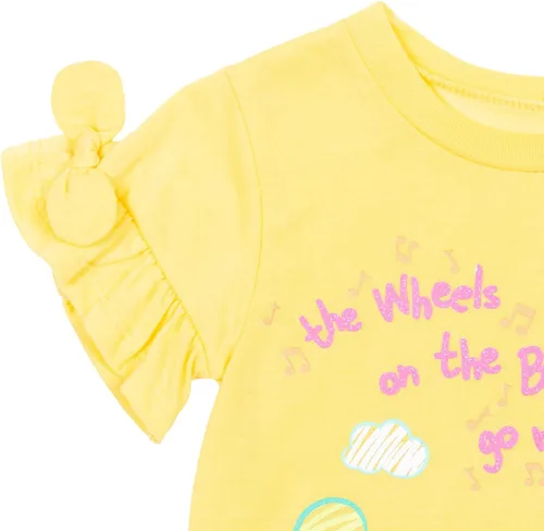 Vista 6 de CoComelon JJ - Conjunto de camiseta de manga corta con volantes para niñas pequeñas