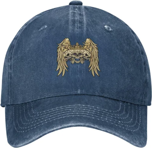 Vista 2 de Cowboy Hat Trendy Hats for Man and Women Djustable Four Season Outdoor Baseball Cap of Hell Skull with Angel Navy Blue