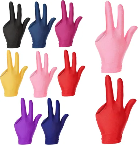 Vista 9 de 8 guantes de billar para billar, varios colores, guantes de billar de tres