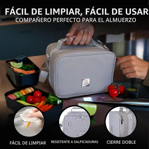 Vista 6 de Umami - Lonchera aislada para mujeres y hombres, lonchera pequeña Gris frío