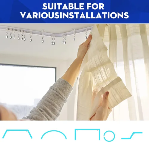 Vista 5 de Riel de cortina de techo flexible y flexible, riel de techo curvado para cortinas, divisor de habitación, sistema de riel de techo (6.6 ft)