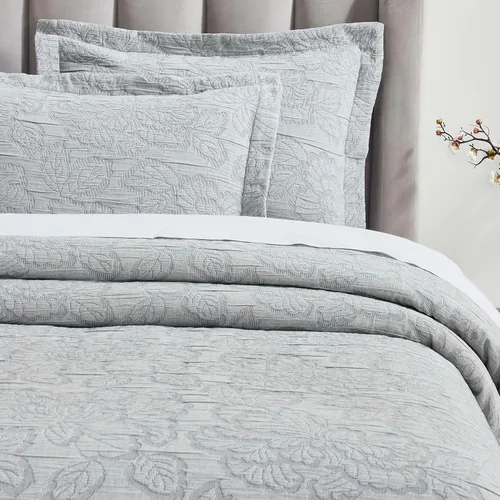 Vista 13 de Superior Fleur De Lis - Juego de colcha de algodón de 3 piezas, decoración de cama para el hogar, colcha decorativa con textura, 2 fundas de Granate
