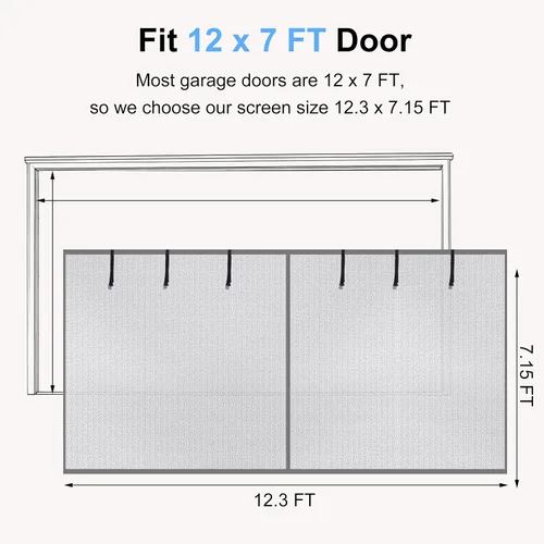 Vista 2 de HBlife Pantalla de privacidad para puerta de garaje de 1 coche, 12 x 7 pies, malla magnética resistente para puerta de garaje, pantalla retráctil