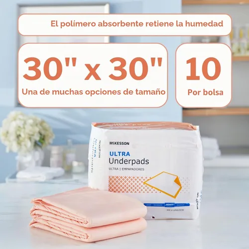 Vista 2 de McKesson Ultra Underpad, incontinencia, gran absorción, 30 x 30 pulgadas, 10