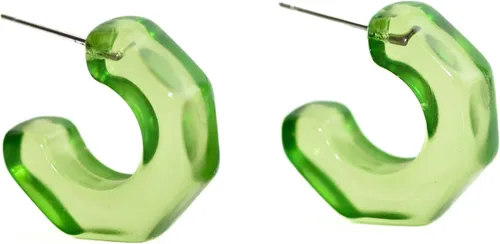 Vista 12 de Leetie Lovendale Gracie Hugger - Aretes de aro hipoalergénicos para mujer, hechos con acero quirúrgico y Lucite, ligeros y cómodos, hechos a mano