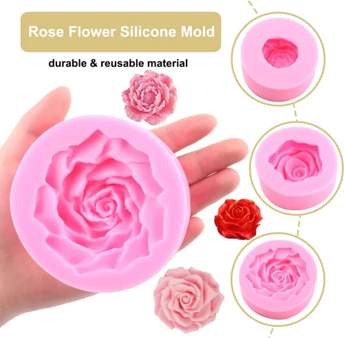 Vista 2 de Zixiang Bloom - Molde de silicona con diseño de flores de rosas 3D, para decoración de pasteles, jabón, velas, caramelos, chocolate, polimérico