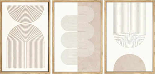 Vista 139 de SIGNWIN Lienzo enmarcado para pared, juego de arte abstracto de serenidad costera, ilustraciones abstractas junto al mar, arte moderno, decorativo