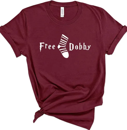 Vista 2 de Camisetas de Dobby gratis, regalo divertido para mujeres y hombres, calcetines gratis, camiseta gráfica, ropa casual de manga para verano, regalos