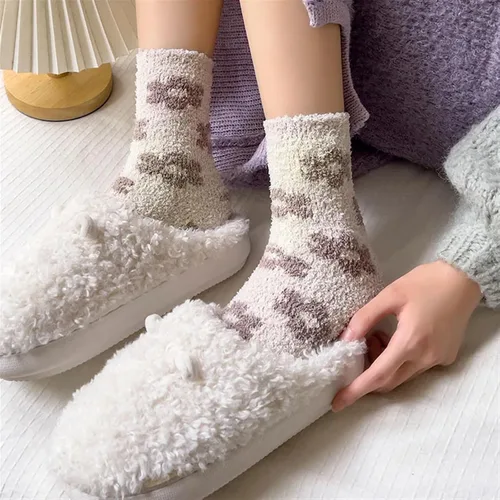 Vista 4 de TRENIS Socks Winter Mid-tube Socks Thickened Warm Sleeping Socks Home Floor Socks