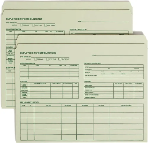Vista 5 de Smead Archivador de registro de empleado, pestaña de corte recto reforzada, plana, sin expansión, tamaño carta, manila, 20 por paquete (77100)
