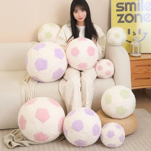 Vista 5 de Soccer Pillow Cute Football Throw Pillow Round Home Decorative Throw Pillow Aesthetic Sports Ball Plush Pillows for Couch Bed Bedroom Sofa Chair