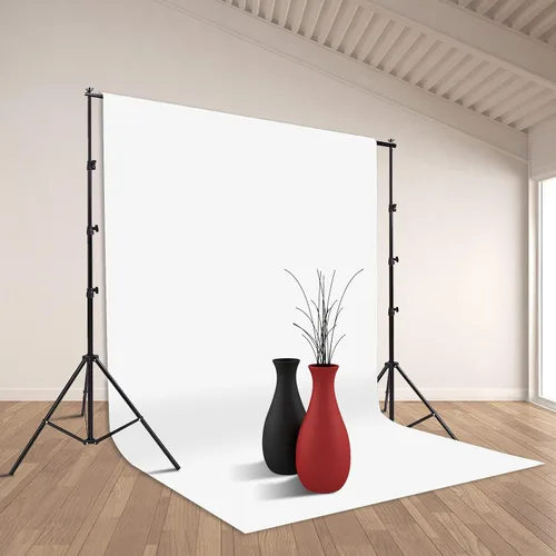 Vista 7 de HYJ-INC Sistema de soporte de fondo fotográfico con kit de soporte de fondo de 8,5 x 10 pies, fondo de pantalla de muselina 100% algodón