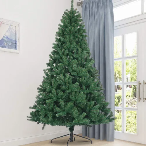 Vista 2 de Árbol de Navidad artificial sin luz de 6 pies, árbol de Navidad de PVC de abeto verde festivo con 1000 puntas de rama, árbol de Navidad realista