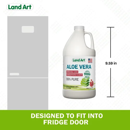 Vista 7 de Land Art Jugo de aloe vera puro – Sabor a granada – Procesado en frío – Filete interior de hojas frescas orgánicas de Texas – Ayuda, 64 onzas