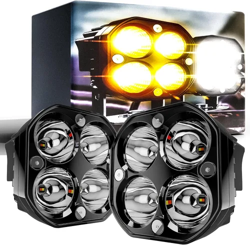 Vista 11 de ASLONG Barra de luz LED de 20 pulgadas y 126 W, parpadeo estroboscópico blanco/ámbar con seis modos, combo de luz de conducción todo terreno, 1