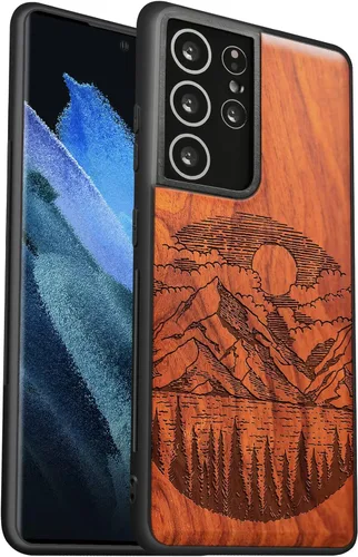 Vista 10 de Carveit Funda de madera para Galaxy S21 Plus [madera natural y TPU suave] a prueba de golpes, funda protectora de madera única híbrida compatible