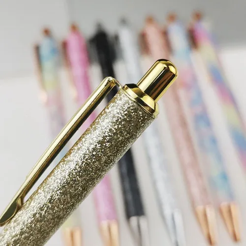 Vista 9 de Oddmoal Fun Sparkle - Bolígrafo para mujer, bonitos bolígrafos de metal brillante, bolígrafo multicolor retráctil para diario y escuela, tinta