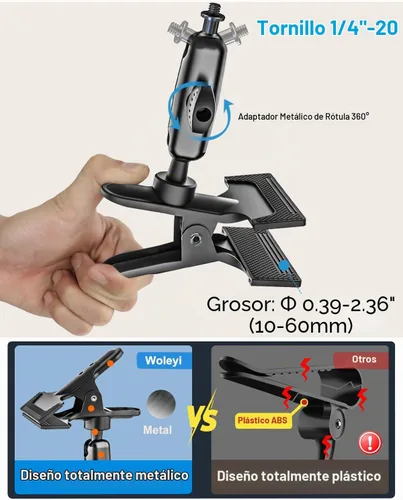 Vista 3 de Soporte para teléfono con visera solar para automóvil, abrazadera de brazo de metal, soporte de teléfono celular para tu automóvil, soporte