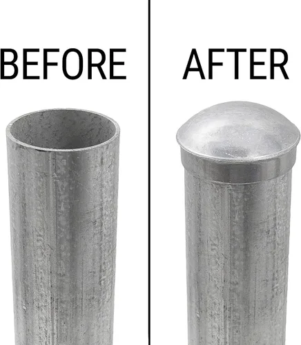 Vista 5 de Valla de eslabones de cadena de 3 pulgadas (2 7/8 pulgadas de diámetro) redonda cúpula externa Tapas de aluminio fundido a presión Tapas
