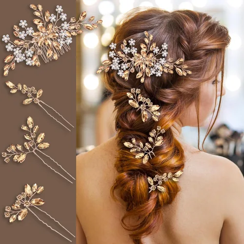 Vista 14 de Accesorios para el cabello de la boda, pieza nupcial, tocado para la novia, peine de novia (Negro)