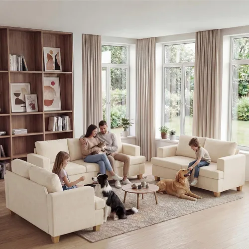 Vista 8 de Apicizon Cloud Couches Juegos de Muebles para Sala de Estar, Juego de Sofá Loveseat de 2 Plazas y Sofá de 3 Plazas para Dormitorio, Cómodo Sofá Cama